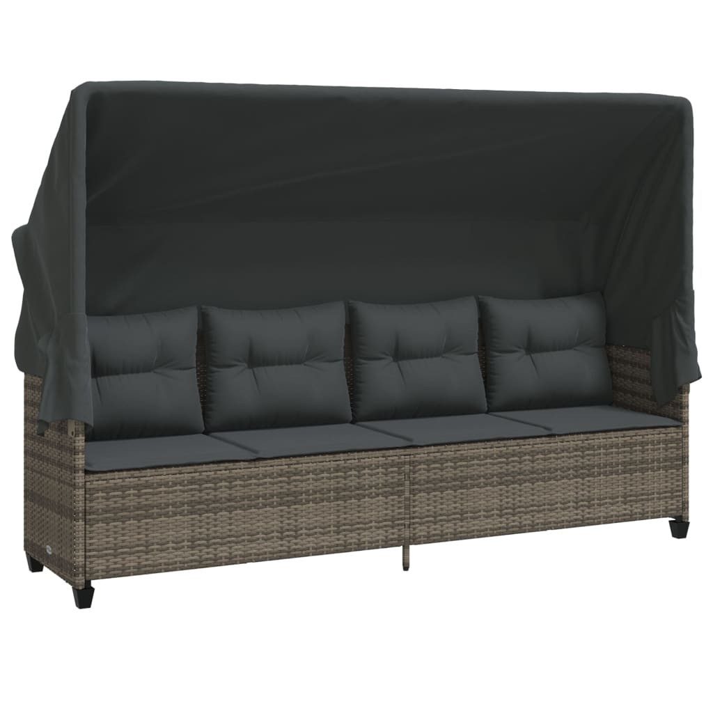 vidaXL Gartenliege Sonnenliege mit Dach und günstig online kaufen