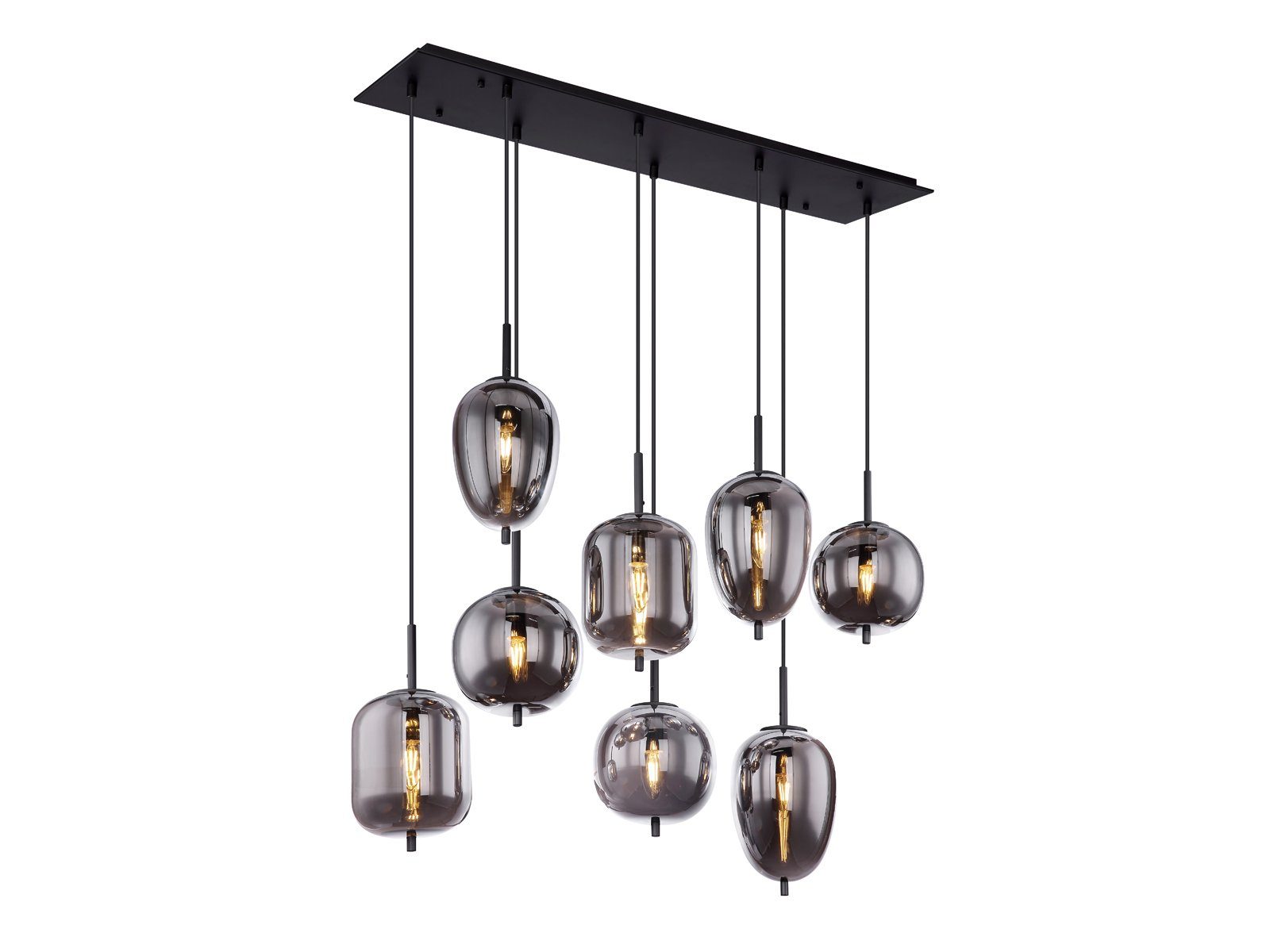 GLOBO LIGHTING LED Pendelleuchte, Leuchtmittel stufenweise über Wandschalter dimmbar, LED wechselbar, warmweiß, ausgefallene Balken-lampe Glas-kugel mehrflammig für Esstisch, B 94cm