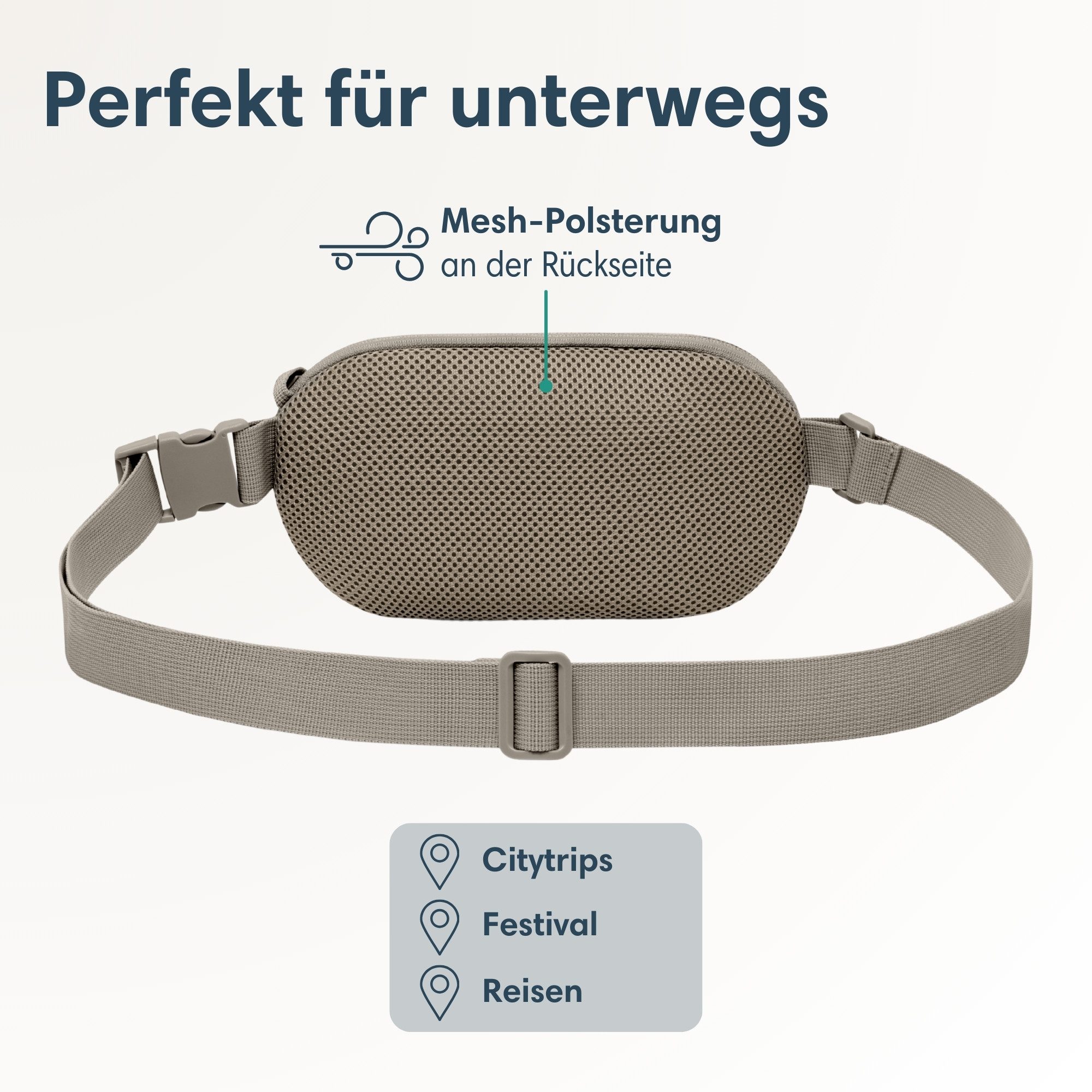 LARKSON Gürteltasche Helge Bauchtasche mit RFID-Blocker für Alltag & (1-tlg), Anti-Diebstahl-Loops über Reißverschluss, Wasserabweisend