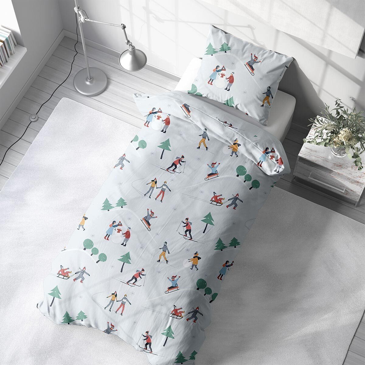 TRAUMSCHLAF Bettwäsche Skifahrer, Flanell, 2 teilig, Spaß beim Wintersport günstig online kaufen