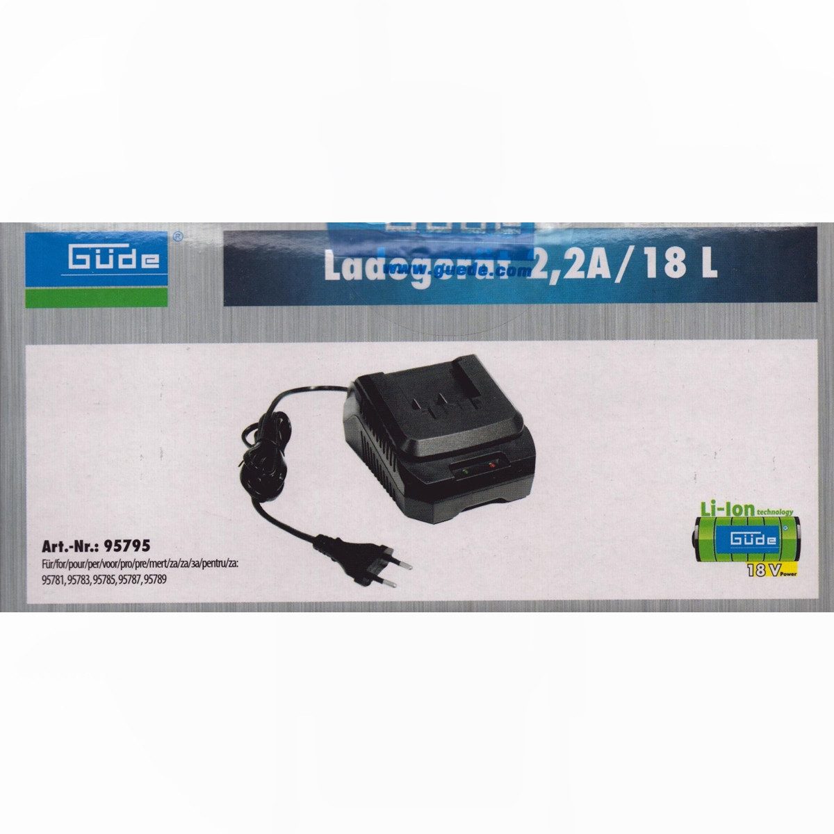 Güde Güde Ladegerät 2,2 A/18 L - 95795 für Akkupack 1,5AH / 18 AP 95790 Werkzeug-Akku-Ladetechnik
