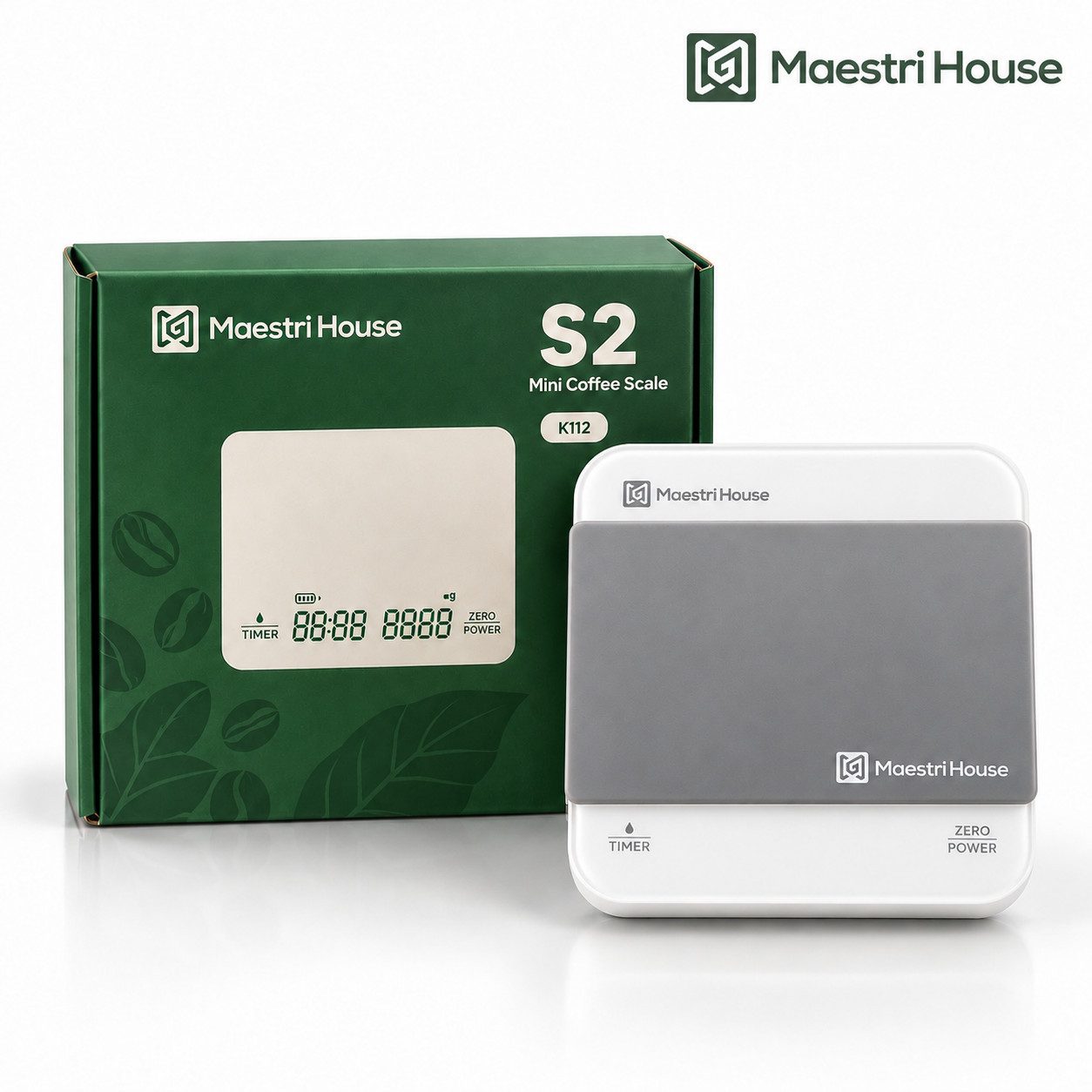 Maestri House Küchenwaage K112 Espressowaage mit Auto-Timer, 0,1 g / 2 kg, (1-tlg., Glasoberfläche für Espresso und Pour Over), …