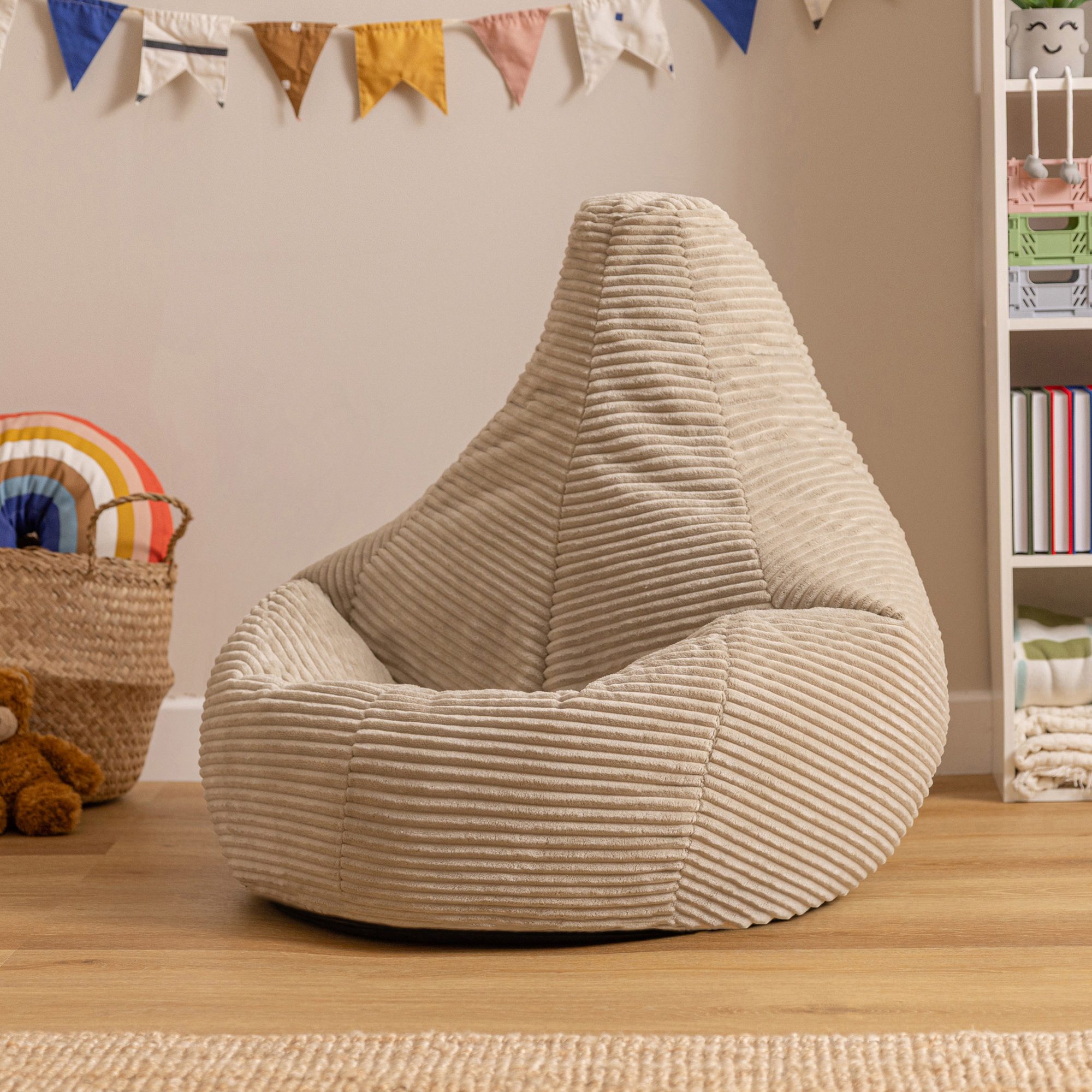 icon Sitzsack Kinder Sessel aus Cord Flauschig „Dalton", 69x59x65cm, Made in Germany, für Kinderzimmer, mit Füllung