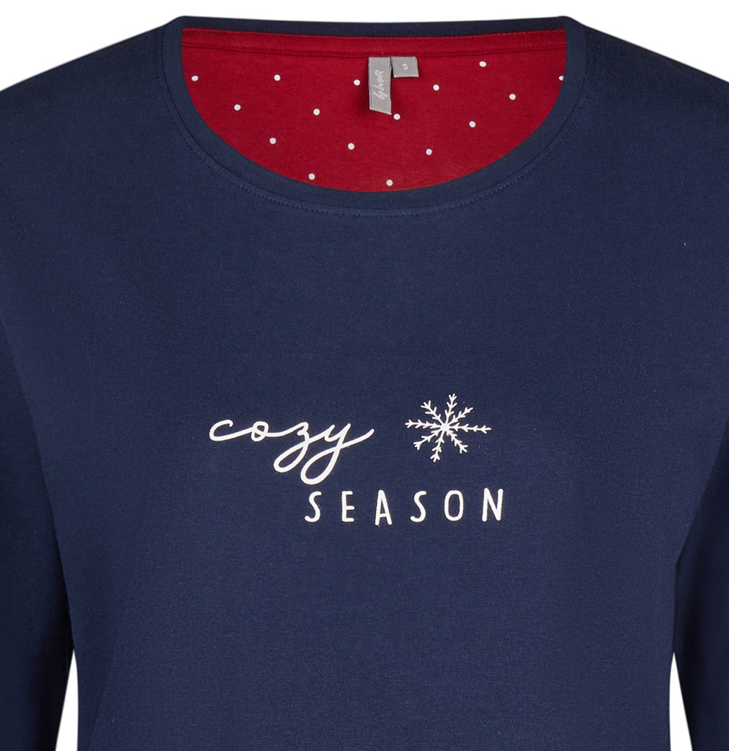 By Louise Schlafanzug Snug Winter (Set, 2 tlg., 2-teilig) Damen Pyjama lang Baumwolle Langarm