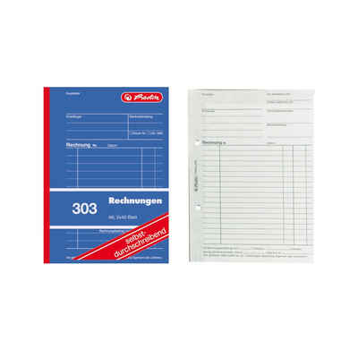 Herlitz Geschäftspapier 5x Herlitz Rechnungsbuch 303 / A6 / 2x 40 Blatt / selbstdurchschreiben