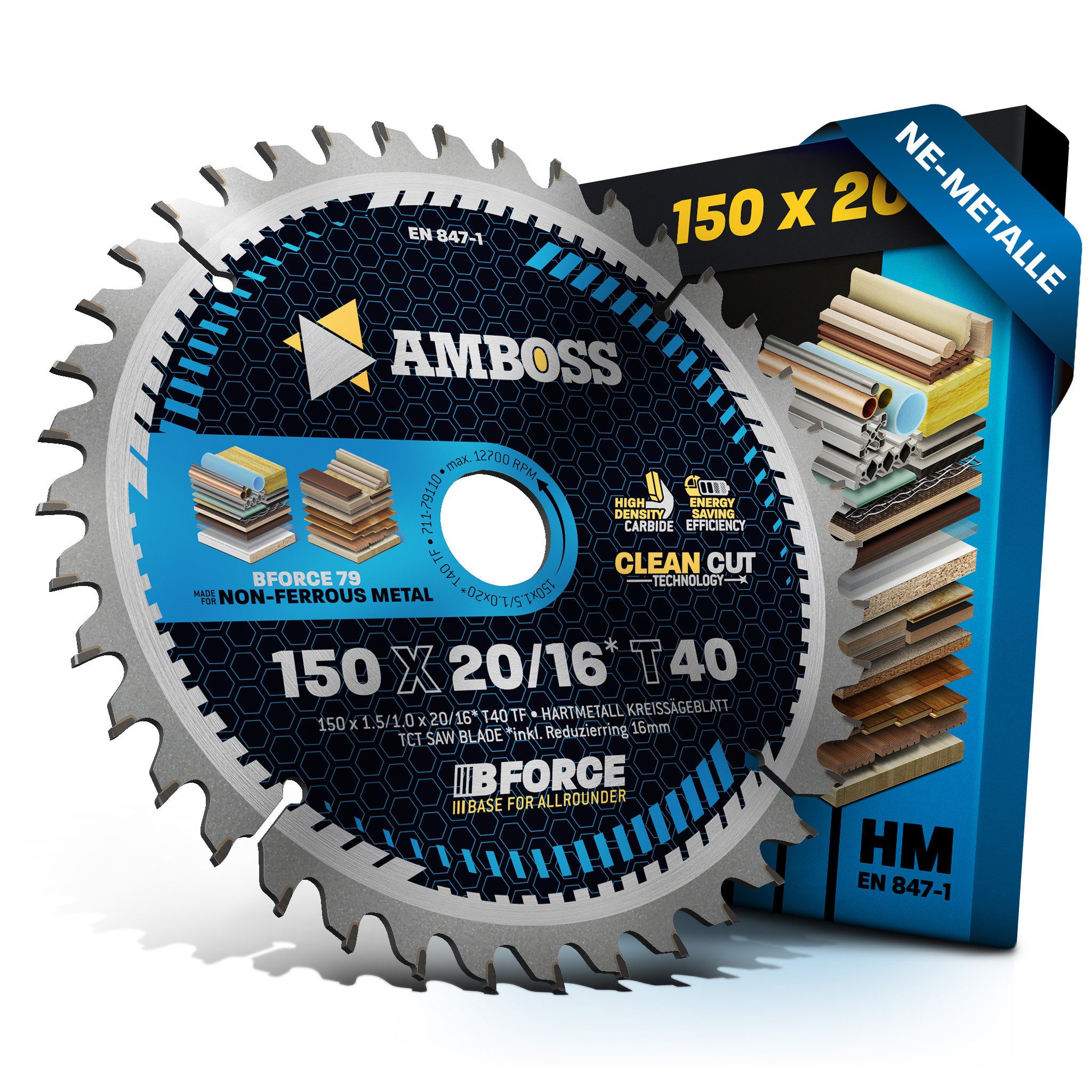Amboss Werkzeuge Kreissägeblatt HM Kreissägeblatt - 150 x 1.5/1.0 x 20 Z40 TF