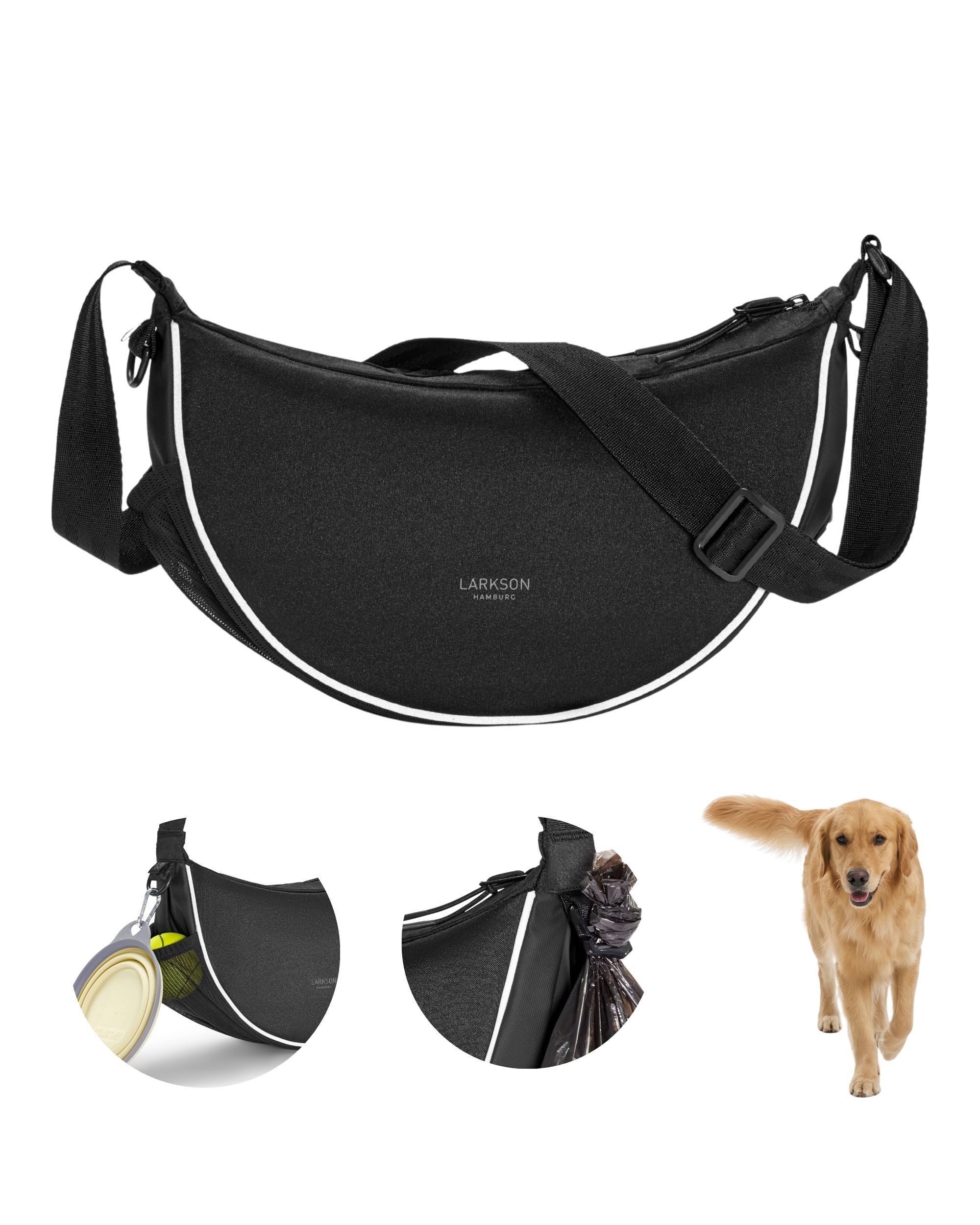 LARKSON Leckerlibeutel Fiete Half Moon Gassi Tasche (1-tlg), Halbmondtasche für Gassi gehen mit Hund, Wasserabweisend