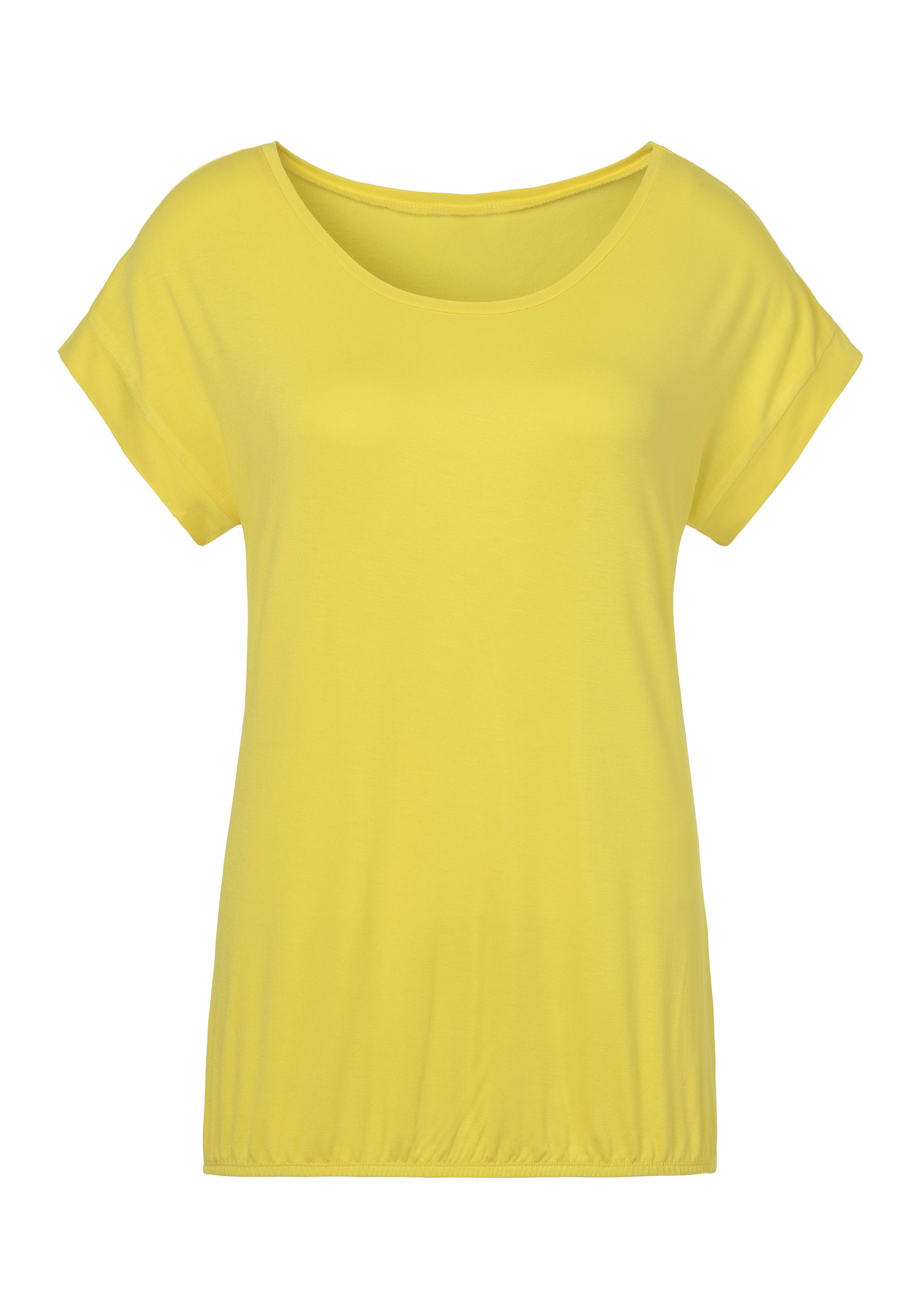 Vivance Kurzarmshirt mit Gummizug im Bund (2er-Pack) Sommershirts aus weichem Viskose-Stretch