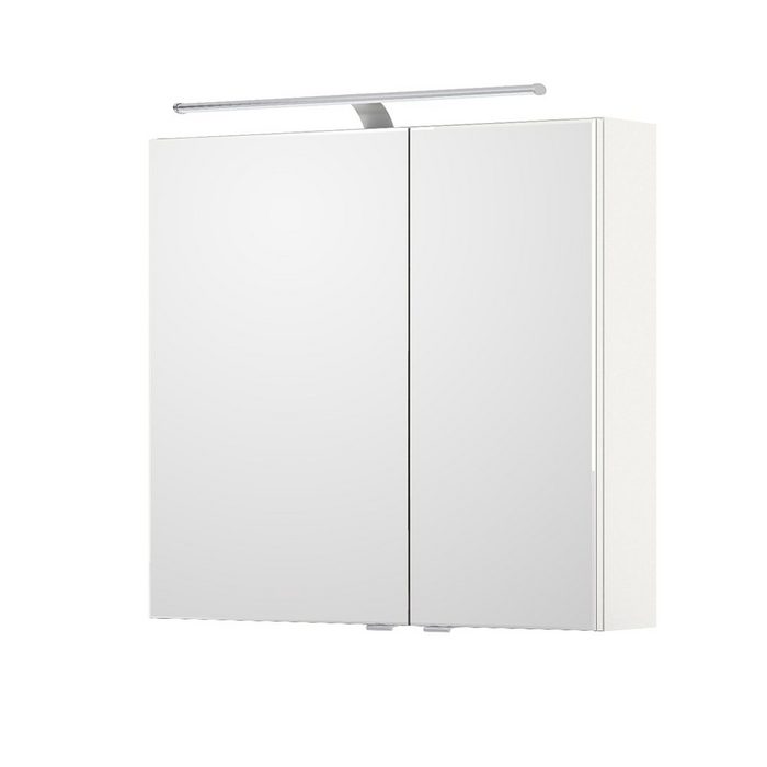 Lomadox Spiegelschrank SOLINGEN-66 Badezimmer 75cm breit mit LED Beleuchtung weiß Glanz 75/703/17 cm