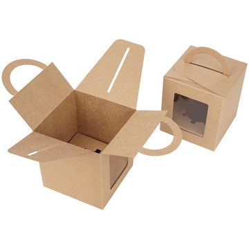 Belle Vous Geschenkbox Braune Geschenkboxen mit Fenster und Griff (x50), Brown Gift Boxes with Window & Handle (x50)