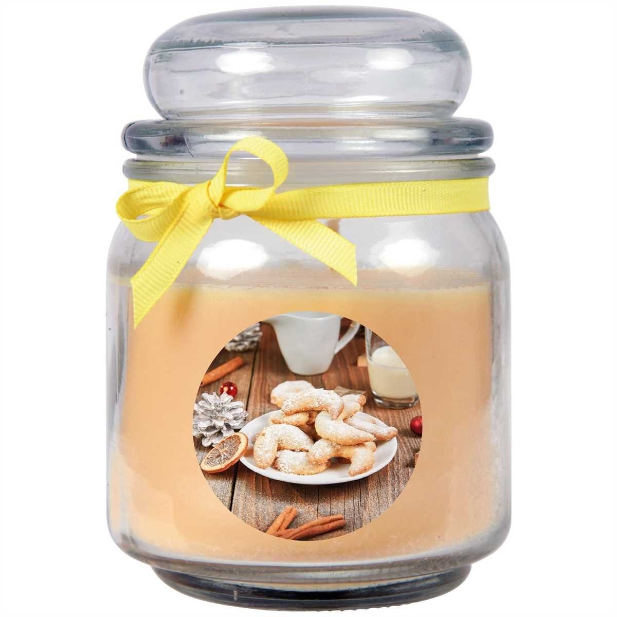 HS Candle Duftkerze (Dekokerze, 1-tlg), Weihnachten - Kerze im Bonbon Glas, Kerze mit Weihnachts - Motiv