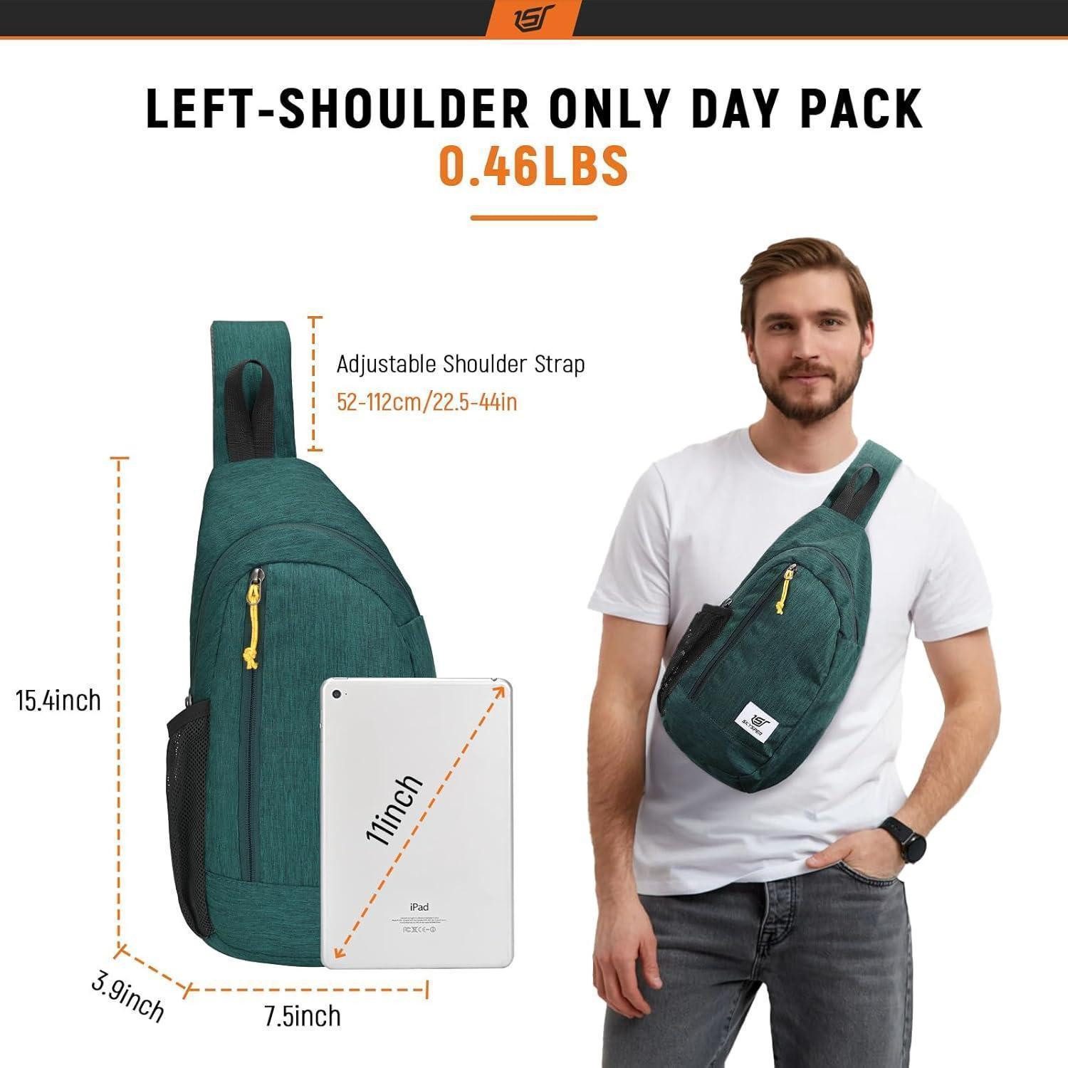 LuxusKollektion Umhängetasche Brusttasche Herren Crossbody RFID 3.9 x 7.5 x 15.4 inches Grün