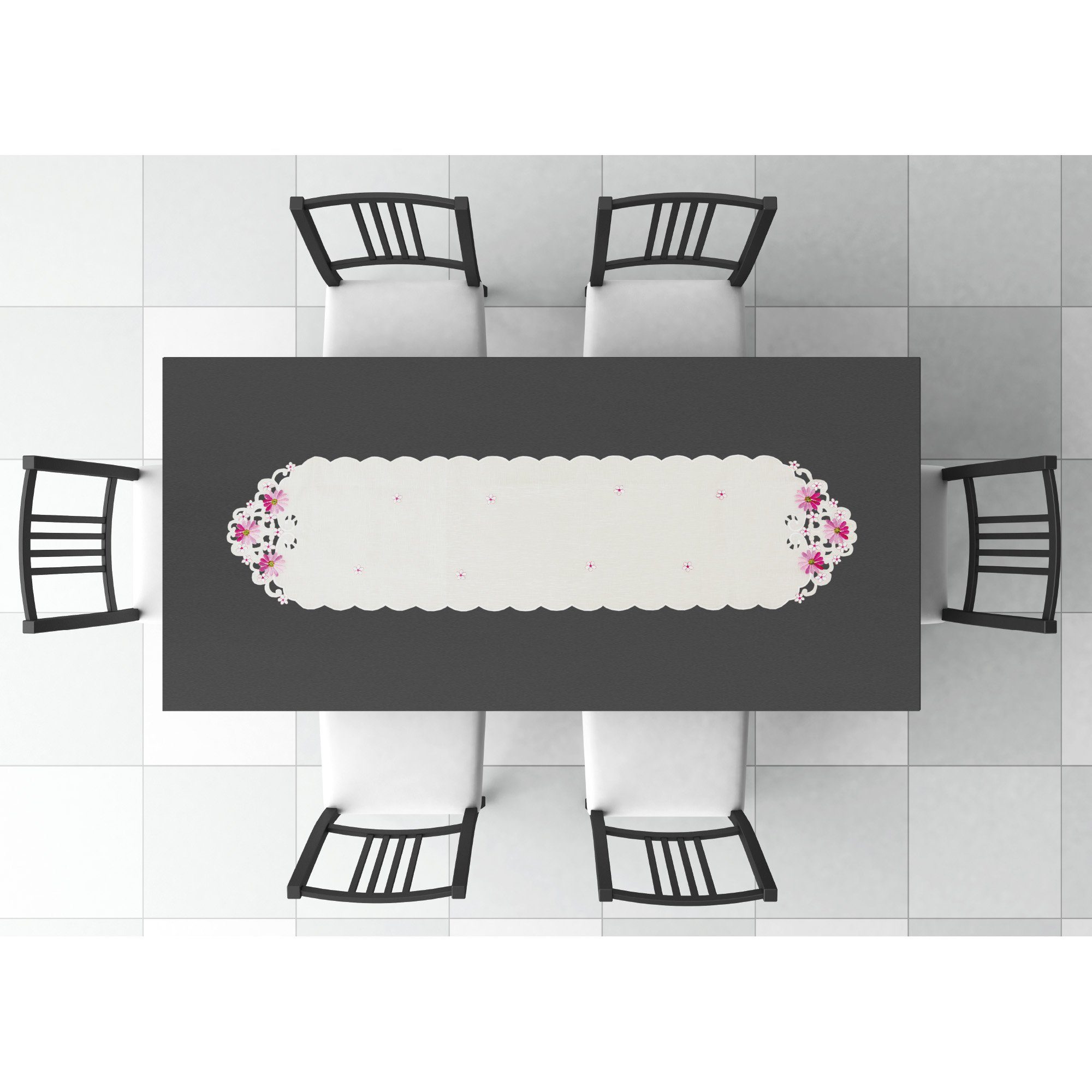 Rosa vielen Platzdecke (1-tlg), Arsvita Designs versch. bestickt Tischdecke mit Tischdekoration in 140x35cm dekorativer Tischläufer Spitze,