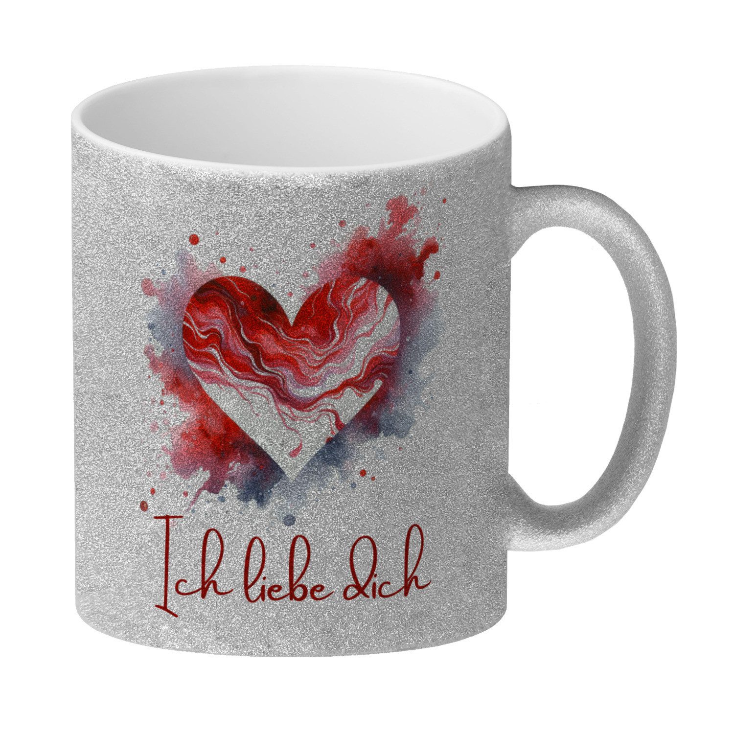 Tasse Ich liebe dich Glitzer-Kaffeebecher