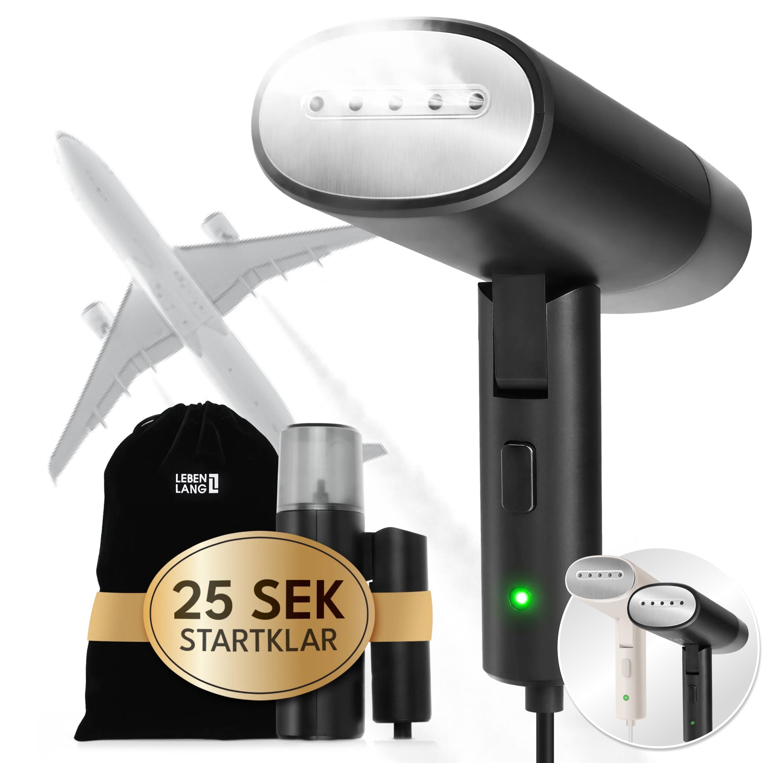 Lebenlang Reise-Dampfbügeleisen Travel Steamer, Mit 120ml Tank, Praktischer Reisebegleiter, 900,00 W, Kompakt & Faltbar