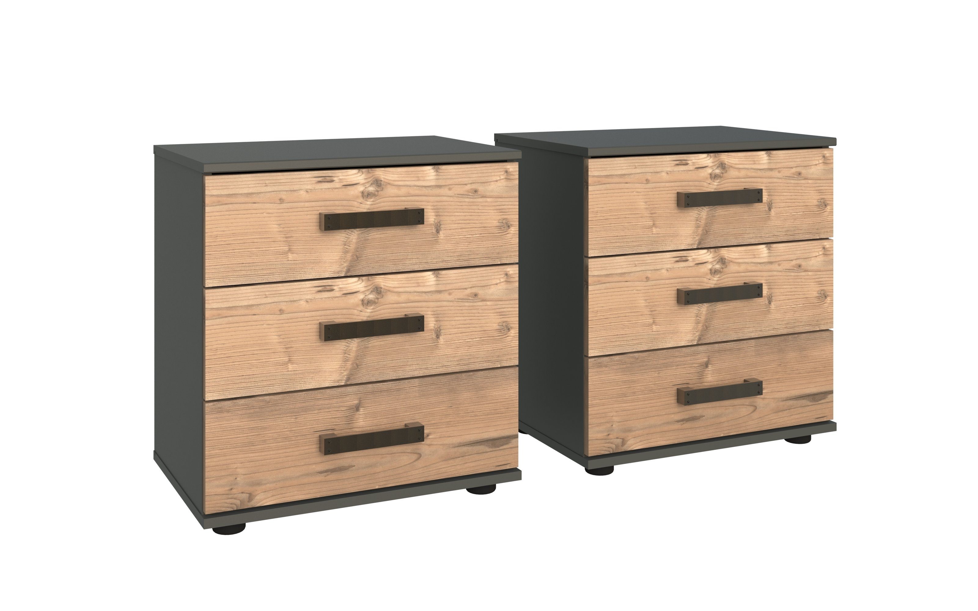 Nachtschrank in braun mit 3 Schubladen