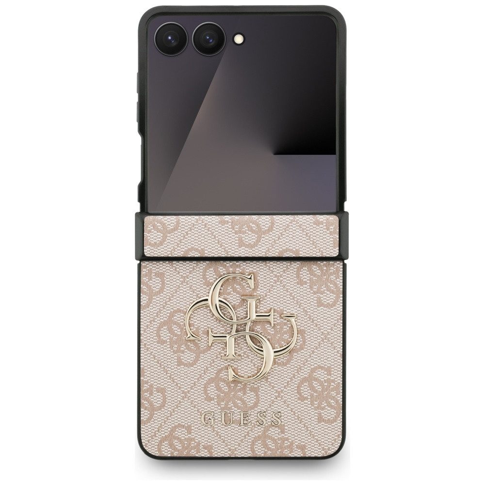 Guess Handyhülle Galaxy Z Flip7 Muster Kunstleder rosa Big Logo goldfarben 6,9 Zoll, Kantenschutz