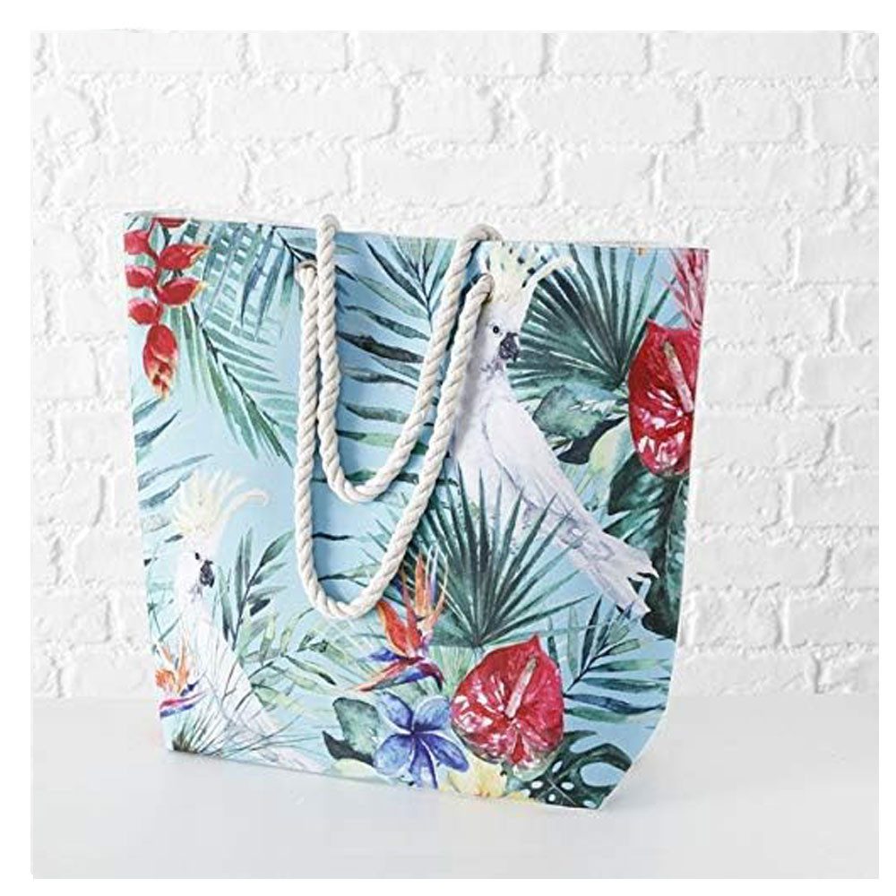 BOLTZE Strandtasche Strandtasche Strandtasche Badetasche mit Papagei und Palmenblatt 52cm