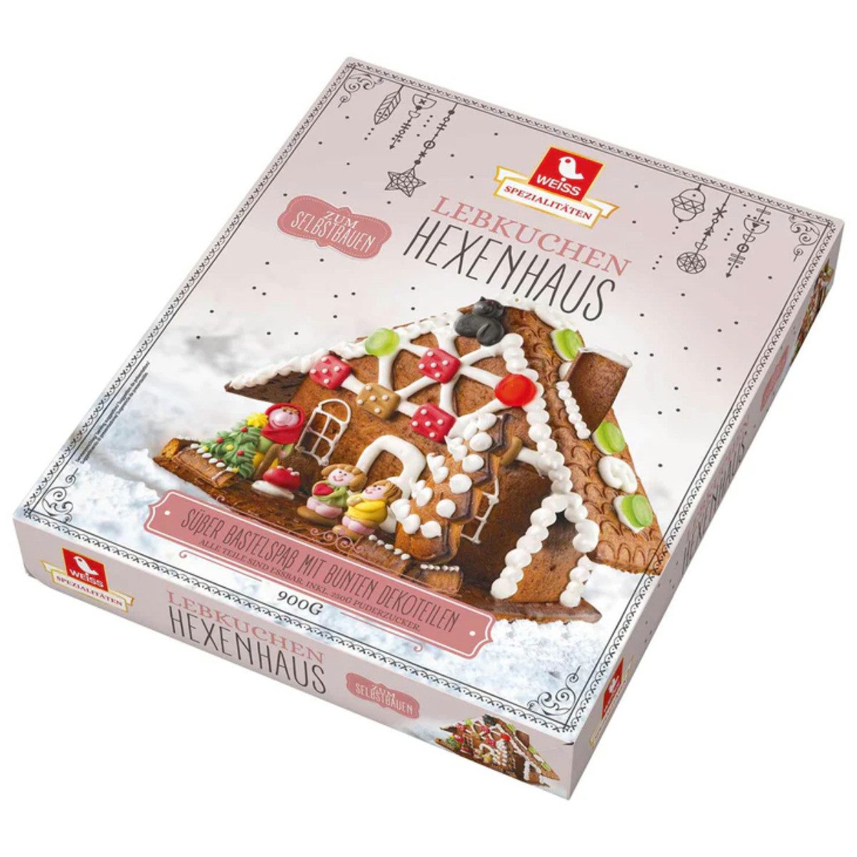 WEISS Süßigkeit, Weiss Lebkuchen Hexenhaus zum Selbstbauen mit süßen Dekorteilen 900g