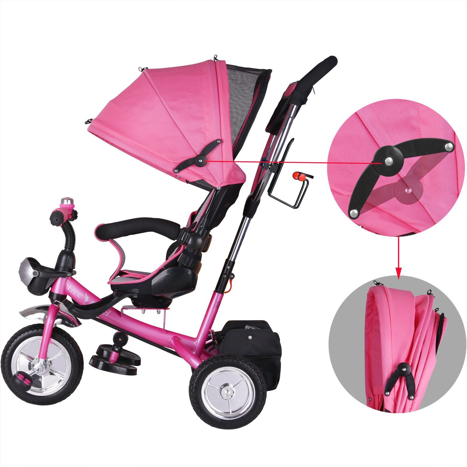 Spielwerk Dreirad-Kinderwagen, Dach Sicherheitsgurt Schubstange verstellbare Fußablage – Bild 2 von 5