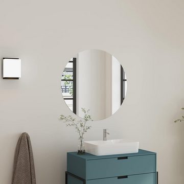 Dripex Wandspiegel Rund Spiegel Rahmenloser Badezimmerspiegel
