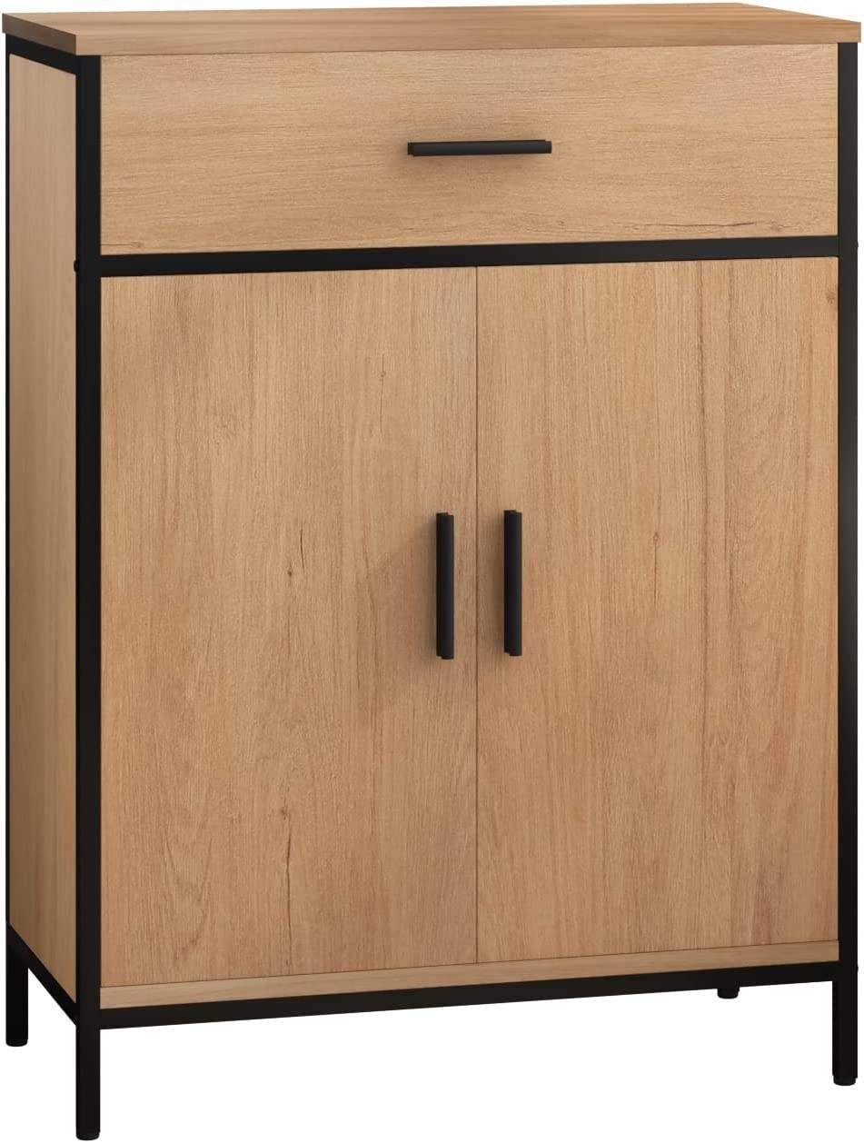 EUGAD Beistellschrank mit verstellbarem Regal, 1 Schublade 2 Türen 60x80x30cm