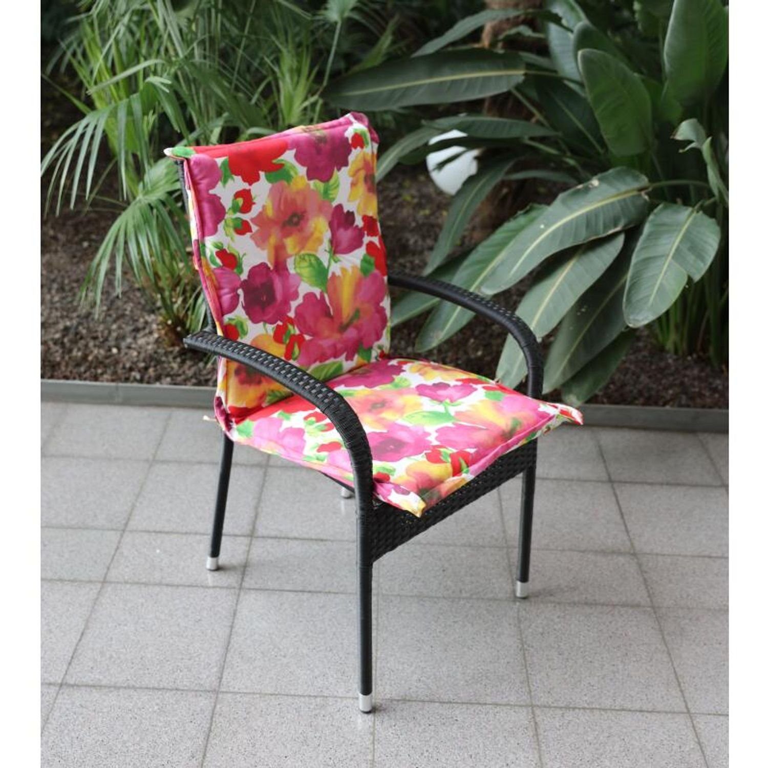 BURI Bankauflage 4x Niederlehner-Auflage "Florenz" Sitzkissen Sessel Stuhl bunt Blumen