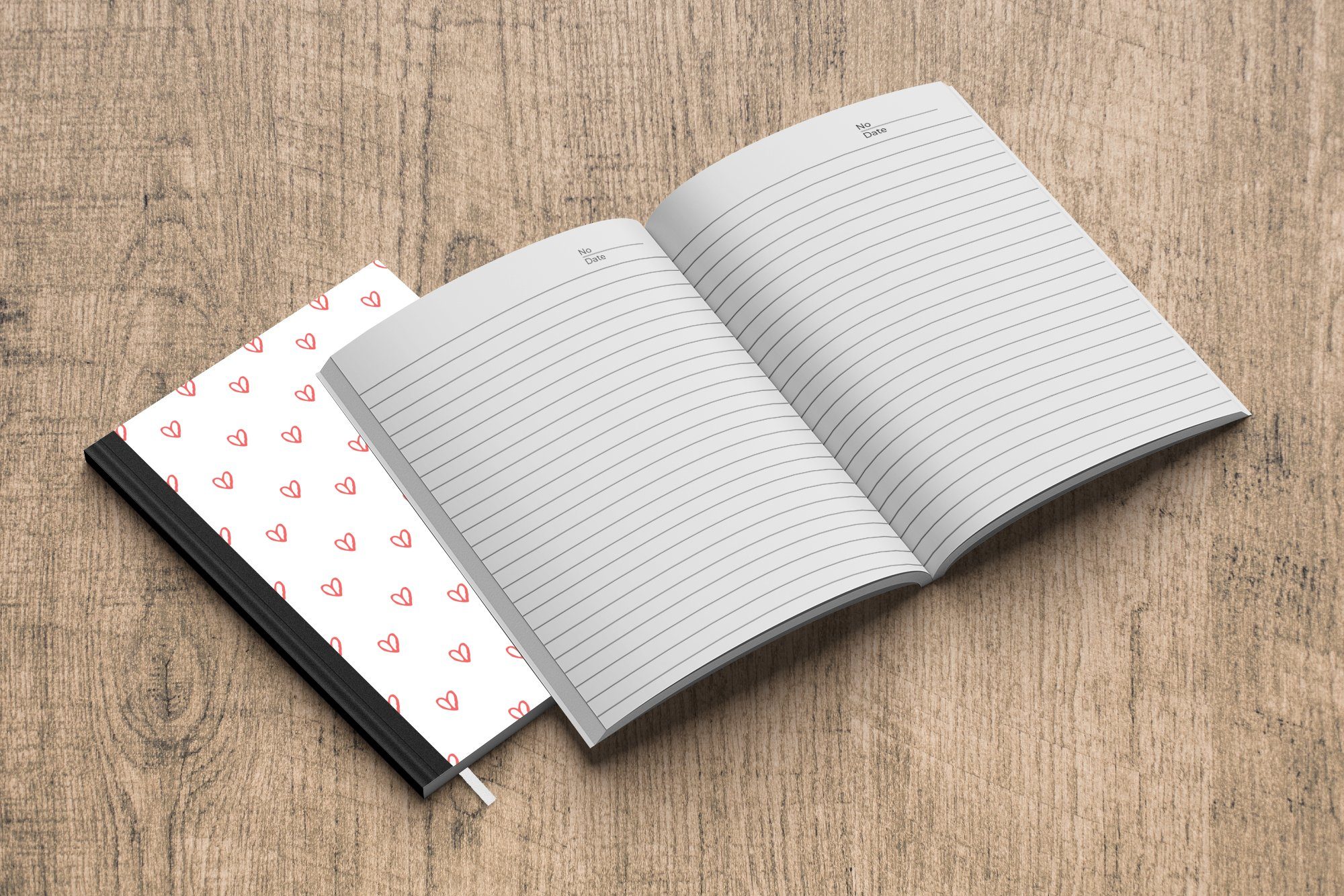MuchoWow Notizbuch Herz Muster, zum 98 Merkzettel, Notizheft, Valentinstag Geschenk - Tagebuch, Haushaltsbuch Journal, Romantisch - - Seiten, A5