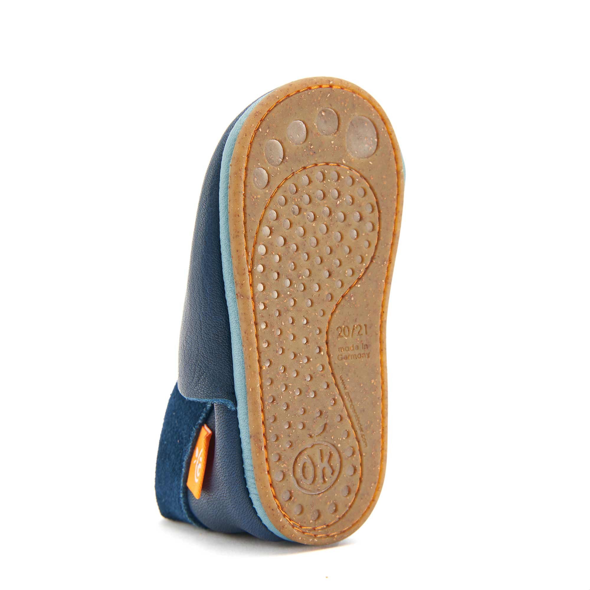 Orangenkinder® Klassik mit Sohle Kinder Hausschuh pflanzlich gegerbtes Leder, Made in Germany, Kindergartenschuh
