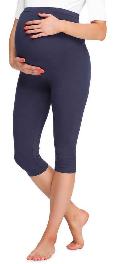 Be Mammy Umstandsleggings Damen 3/4 Umstandsleggings BE20-258 (1-tlg) elastischer Bund