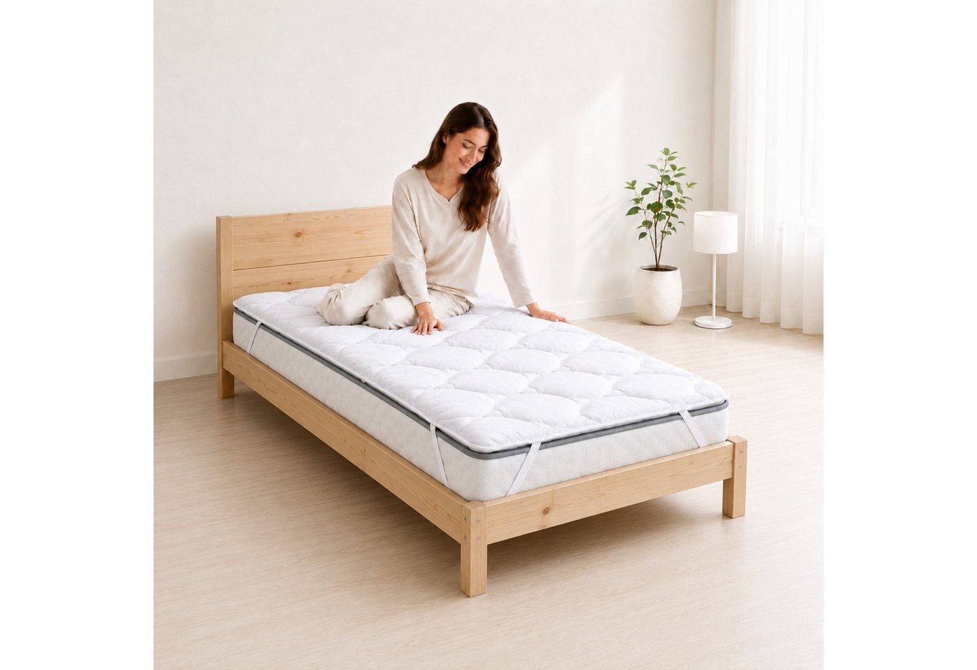 Matratzenschoner Matratzentopper Mikrofaser - Waschbare Komfort Matratzenauflage KNERST, OEKO-TEX Matratzenschoner 90x190 cm mit Eckgummis - Pflegeleicht 95°C