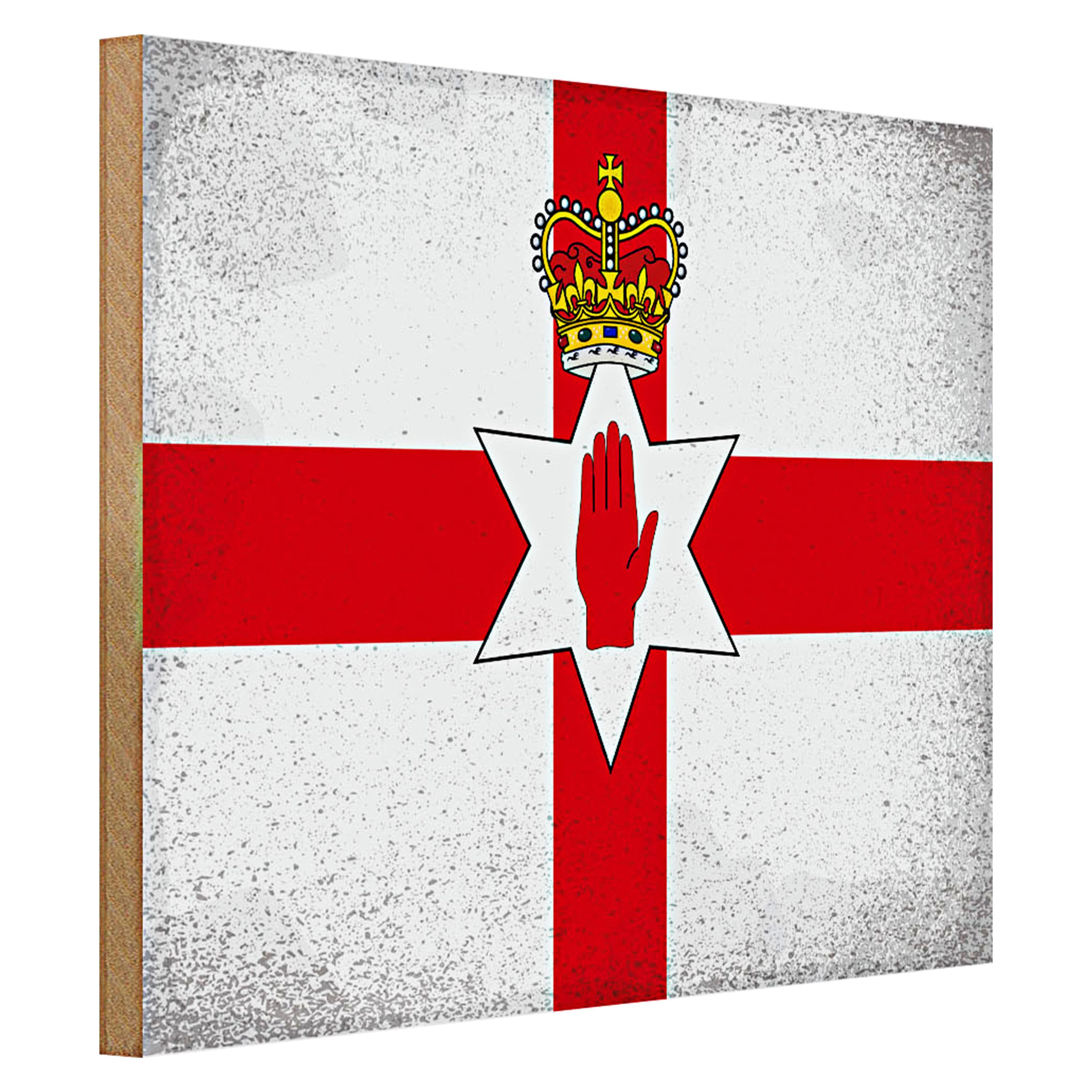 Roomando Holzbild Flagge Nordirland 40x30cm Flag Vintage
