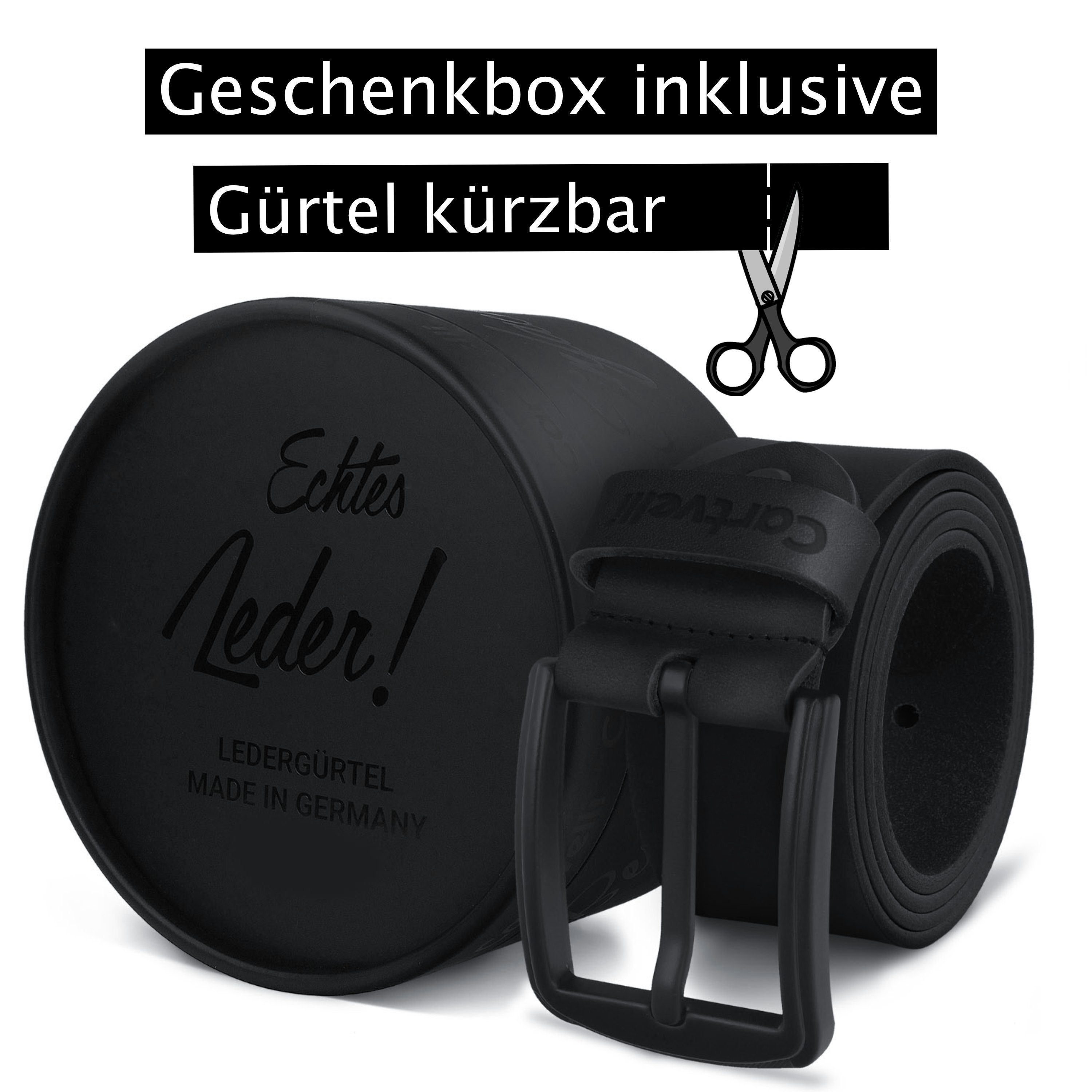 Cartvelli Ledergürtel Cartvelli Ledergürtel Herren Made in Germany 40mm inkl. Geschenkbox Schwarze Dornschließe, Pflanzlich gegerbt, Made In Germany, Geschenkbox, Echter Ledergeruch