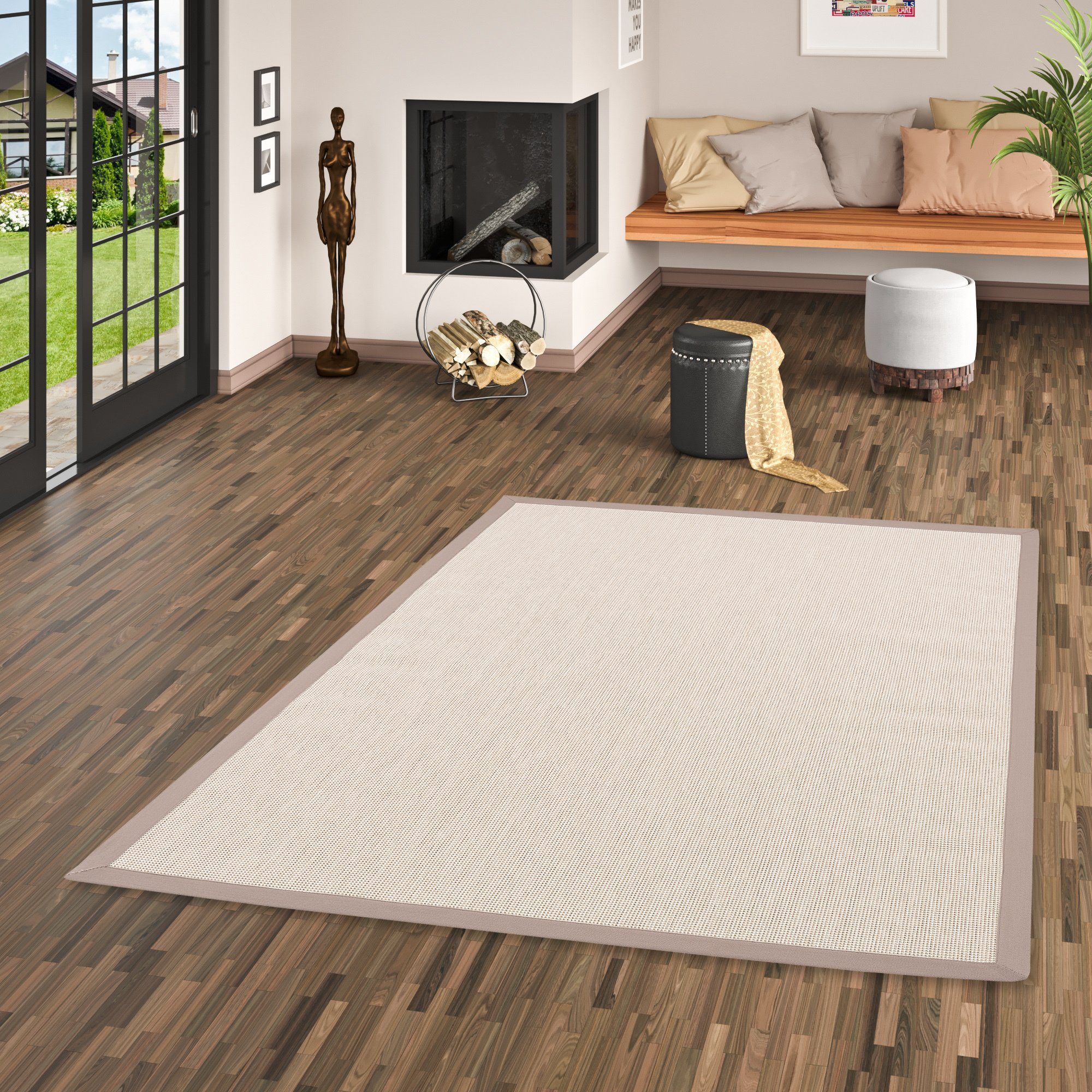 Sisalteppich In & Outdoor Teppich Flachgewebe Madeira Bordüre, Pergamon,  Rechteckig, Höhe: 8 mm