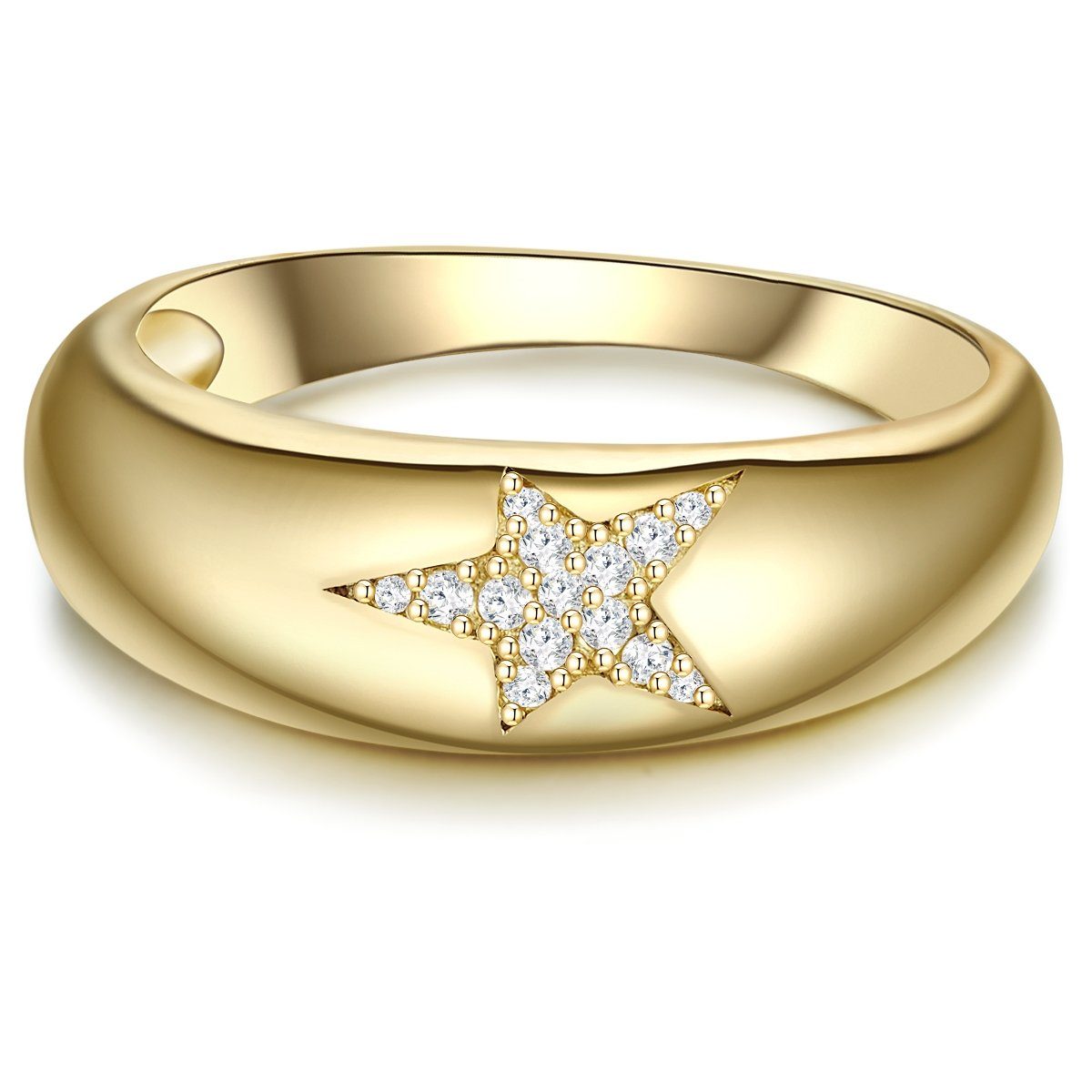 Silberring Stern gelbgold