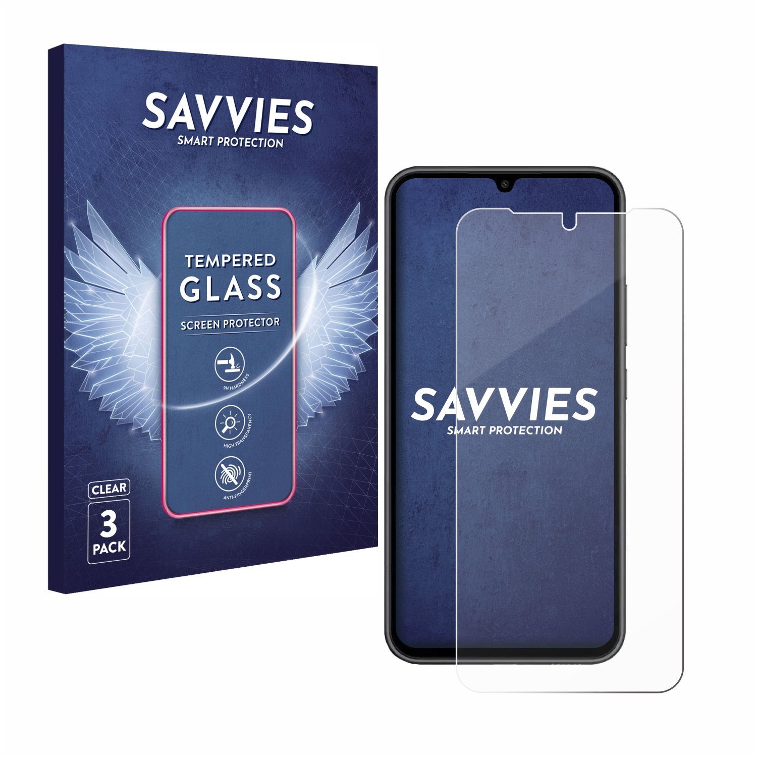 Savvies Displayschutzglas Schutzglas für Samsung Galaxy A34 5G, 3 Stück, Displayschutz 9H Glas Klar Transparent