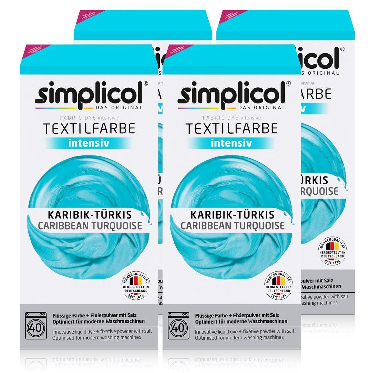 simplicol Textilfarbe Simplicol Textilfarbe intensiv Karibik-Türkis - Einfaches Färben (4er