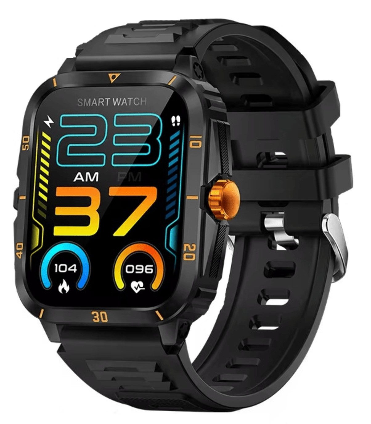 Nagham Ghazal Aswad Sport Smartwatch Herren HD Display wasserdicht Bluetooth Anruf Uhr Smartwatch, 1,96" Display, 100+ Sportmodi, BT-Anrufe, 3ATM, 7 Tage Akku