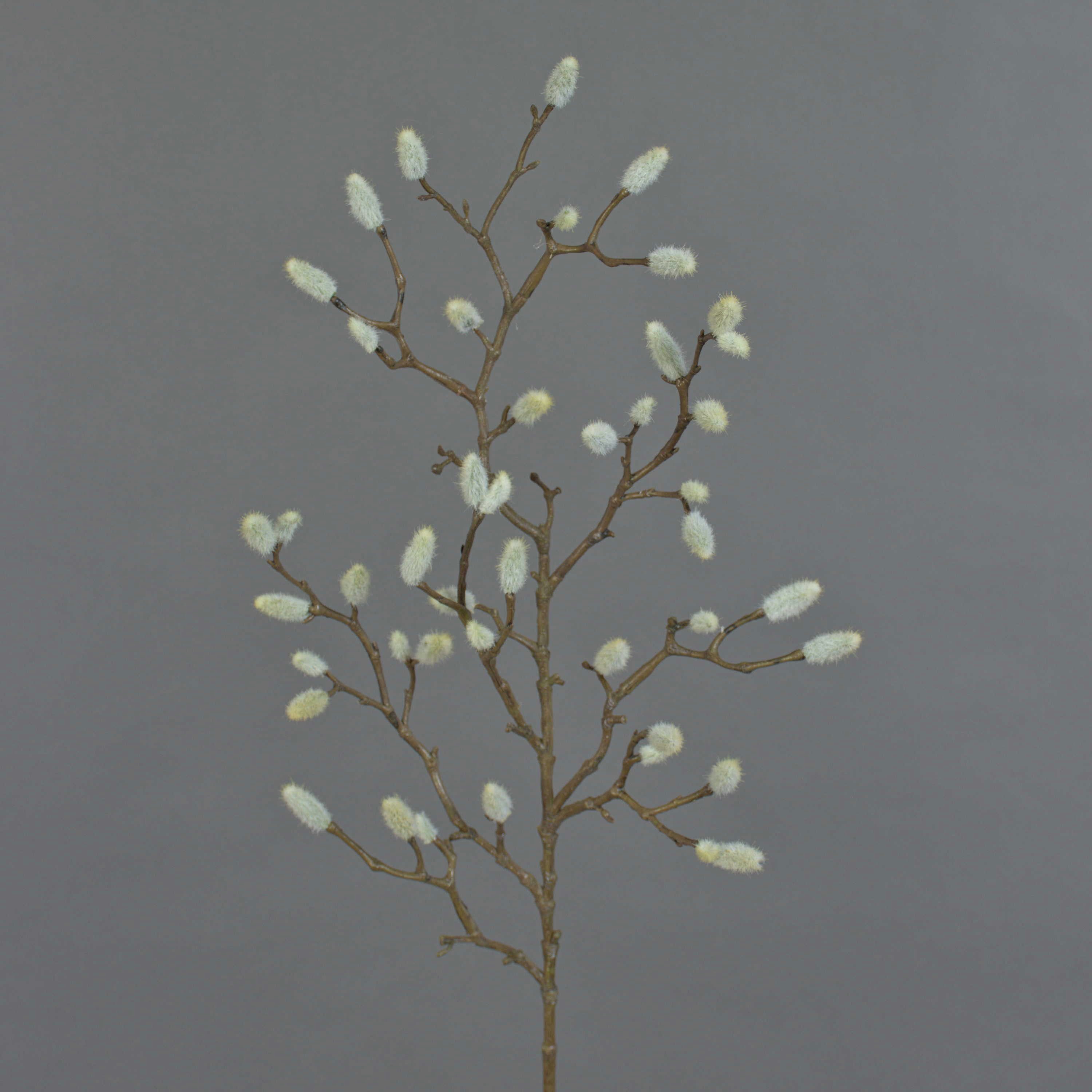 Kunstzweig Künstlicher Magnolien Zweig Kotori, 40 Kätzchen, weiß - braun, 75cm Magnolie, artplants, Höhe 75.0 cm