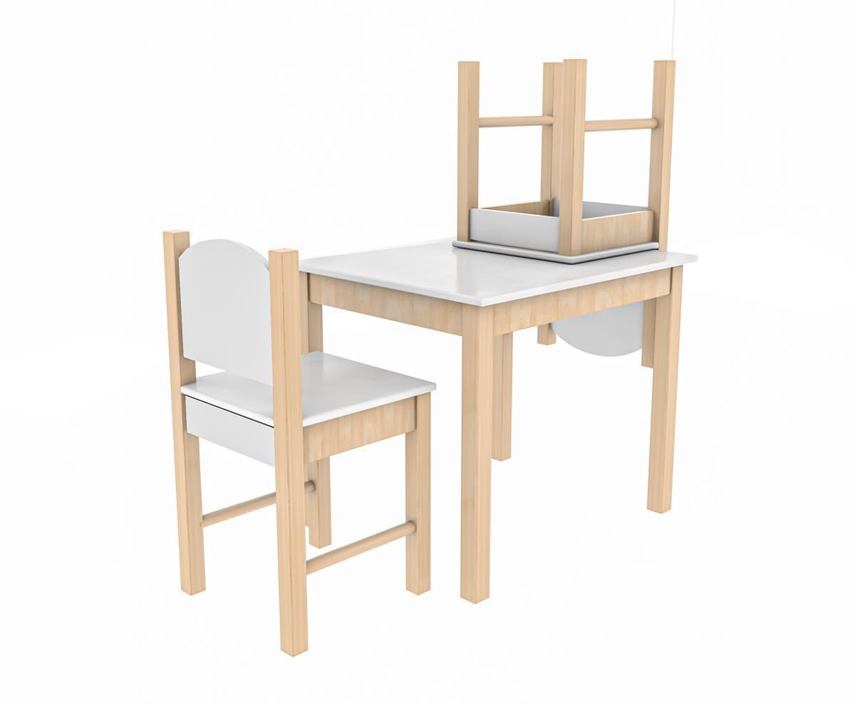 2 Kindersitzgruppe, Weiß Stühle | Coemo 1 3-tlg), Kindersitzgruppe (Set, Weiß Tisch