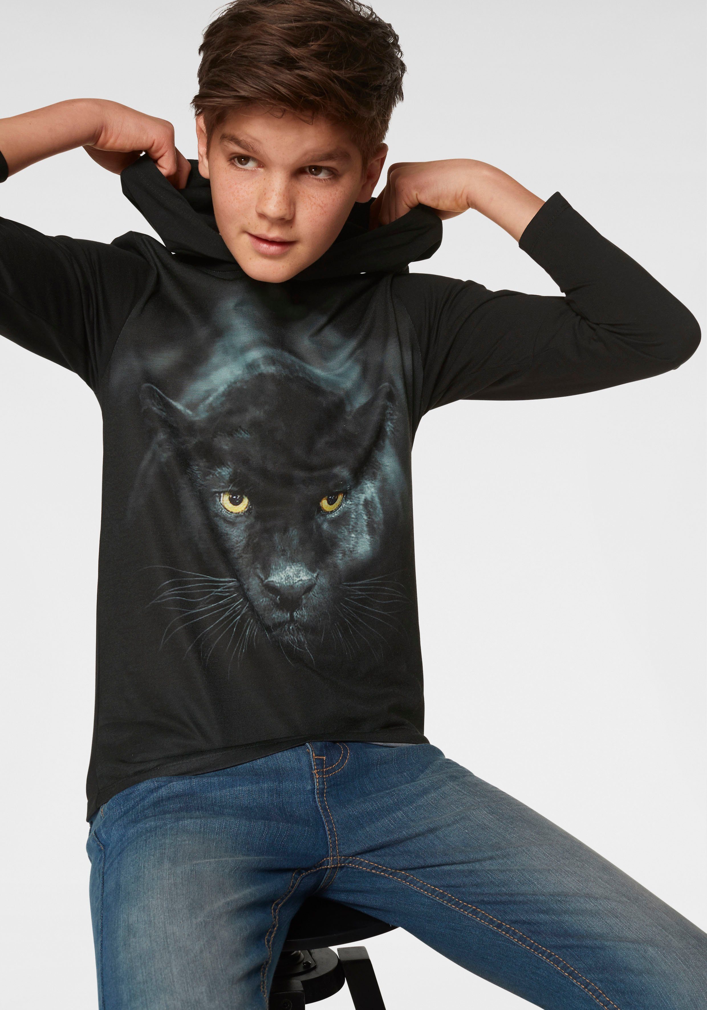 Service zu Übersee-Direktimportpreisen! KIDSWORLD Kapuzenshirt PANTHER Fotodruck