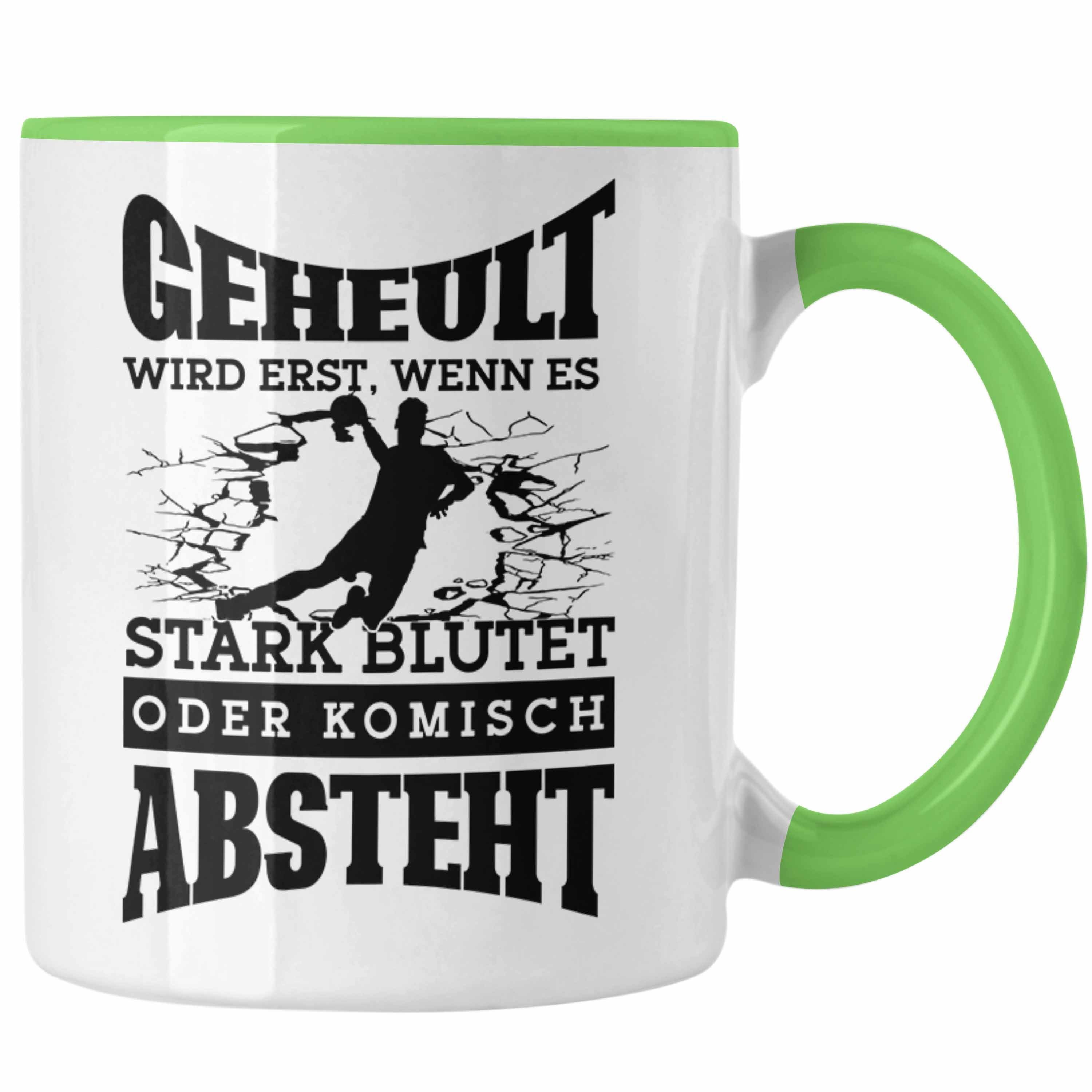 Trendation Tasse Lustige Tasse Handball-Spieler als Geschenkidee Spruch Geschenk Handba Grün