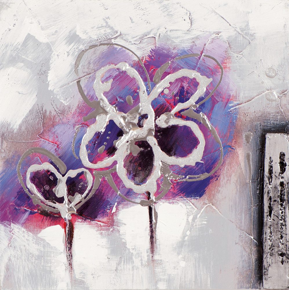 ArtUniverse Gemälde Mini lila Blume 25x25 cm, Blumen