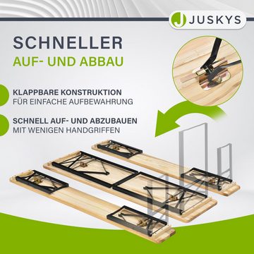 Juskys Bierzeltgarnitur Bichl, (Set, 3-tlg., Bierzeltgarnitur), Wetter und UV-beständig, klappbar, lackiertes Tannenholz