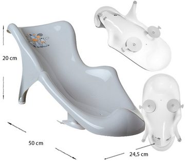 Maltex Babybadewanne 3 Teile SET - ZEBRA Grau + Ständer Grau - Badeset Baby Wanne 84 cm, (Made in Europa Premium.set 3 Tlg +Ständer), ** Wanne+ Sitz Töpfchen+ Ständer **