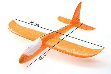 ELLUG Spielzeug-Segelflieger großes XXL Segelflugzeug Segelflieger aus Styropor mit LED Beleuchtung 49*48*12,5cm Flugzeug Flieger Outdoor-Sport Wurf-Spielzeug