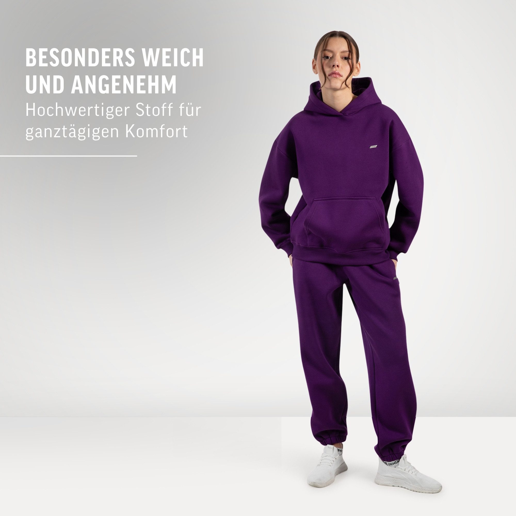 Smilodox Jogginghose Lyanna, Regular Fit Sweathose mit Kordelzug am Bund, Metallabel angenehmes Material Bündchen an Beinabschlüssen Sport Alltag Fitness