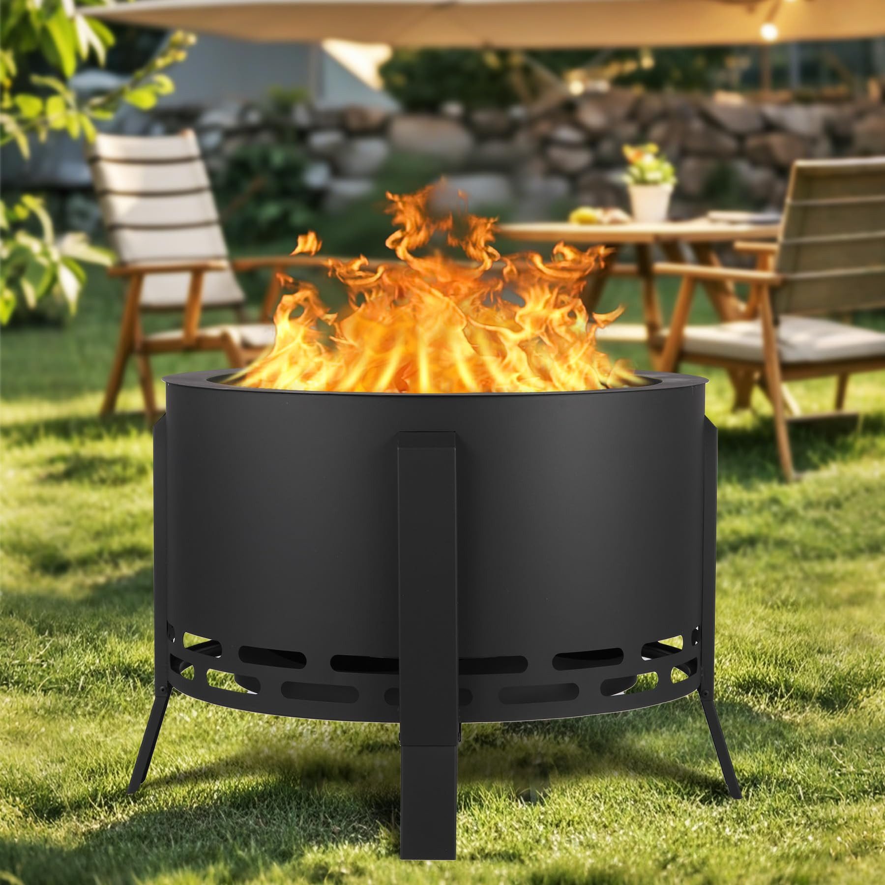 GarveeMore Feuerschale 26" Rauchfreie Feuergrube mit günstig online kaufen