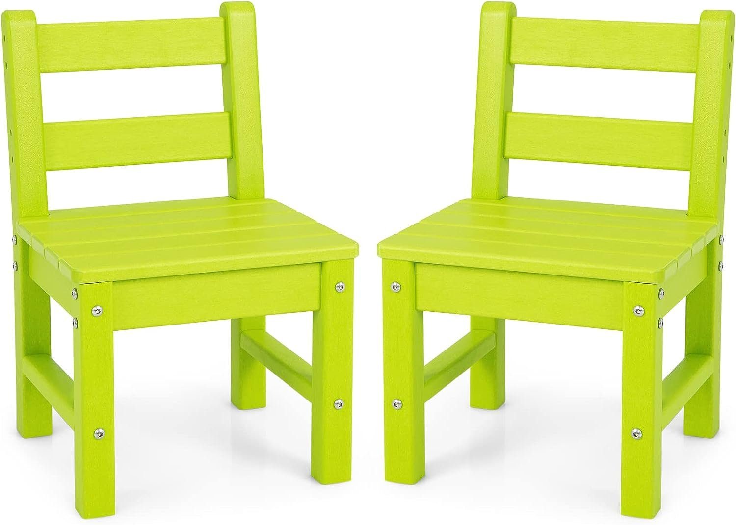 Stuhlset, Kindertisch Holz Lerntisch KOMFOTTEU grün (2-St), aus