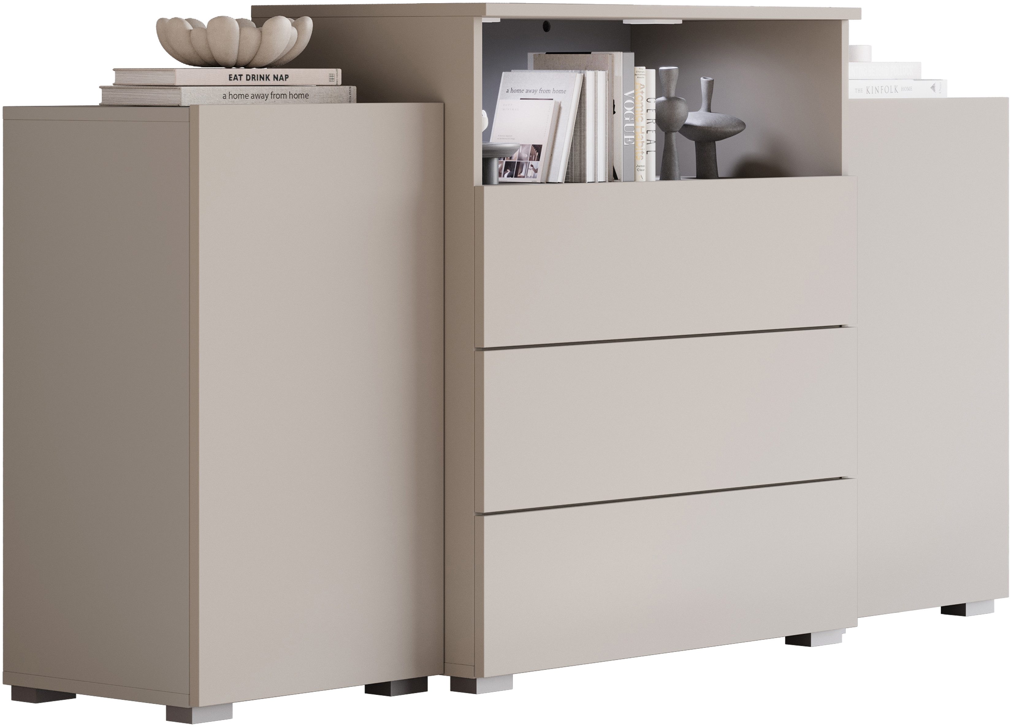 Home affaire Sideboard URBAN III, Moderne Kommode mit 3 Schubladen und 4 Fächern, Breite 150 cm